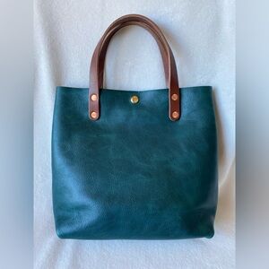 Kmm dark teal bulldog mini tote bag